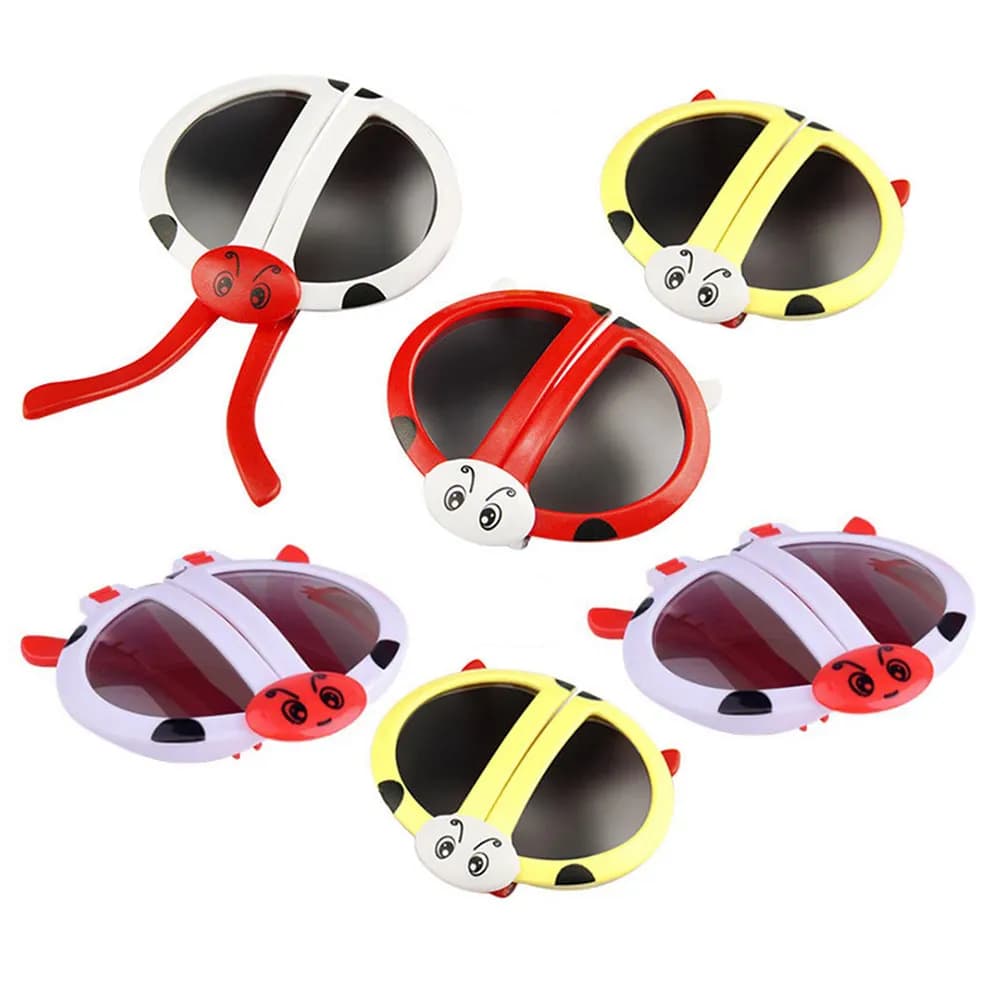 6 Pcs Funny Glasses for Kids Ladybug Cartoon Toys Cute Children's Sunglasses Foldable