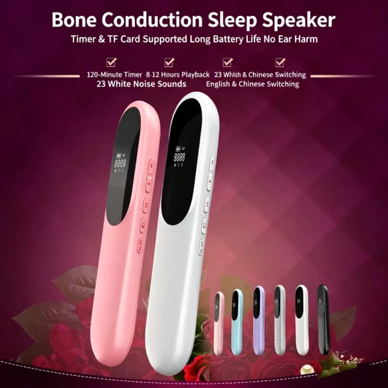 Pillow Placed Bone Conduction Sleep Speaker Bluetooth 5.4 White Noise TF Card Timer Mini Portable Audio For Rest Study Relax
