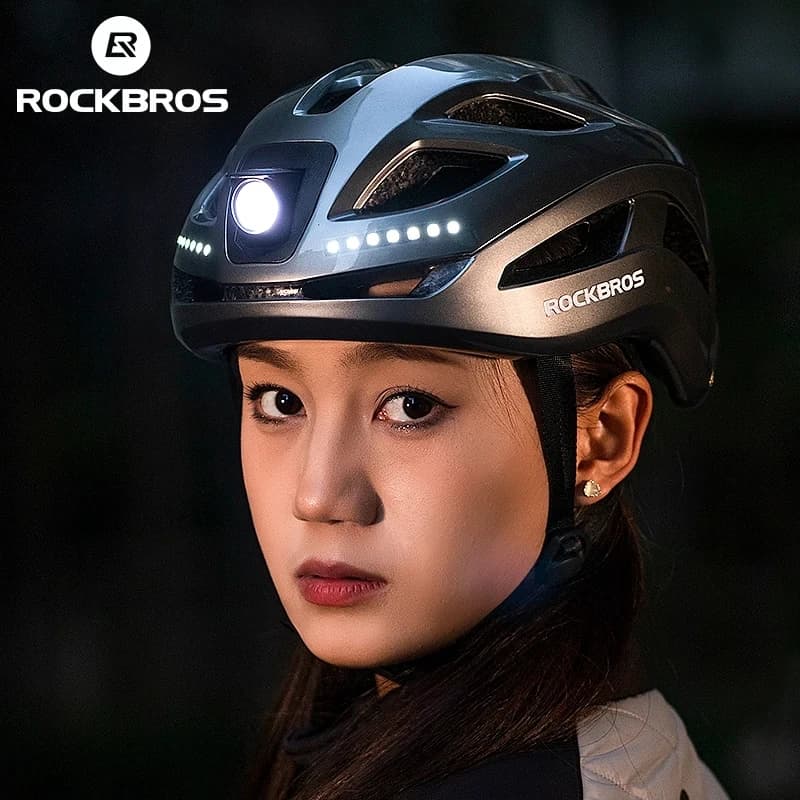 ROCKBROS Bicycle Helmet Cycling Helmet with LED Light Ultralight Road Bike Helmet Electric Bike Helmet Scooter Helmet