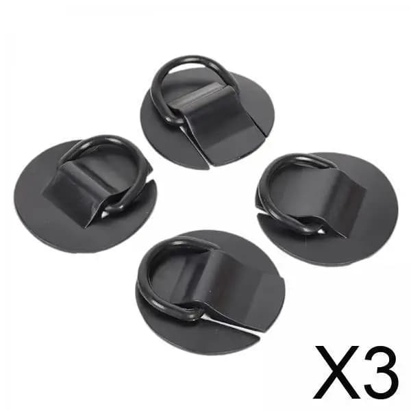 3x 4 Pezzi Anelli a D con Cavo di Fissaggio Senza Colla Inclusi, Parti per Kayak, Fibbia Fissa, Pad Anello a D per Zattera, Dinghy, Rafting, Barca, Paddle Board