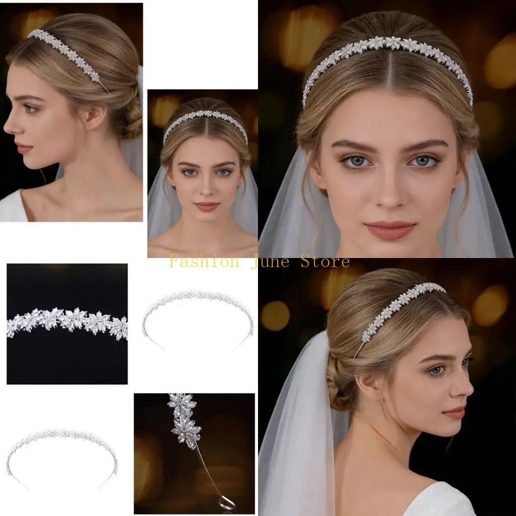 N5KA Sparkling Zircon Crystal Hair Clip Handmade Using Sturdy Zinc Alloy Base Zirconia Party Headband For Special Gatherings