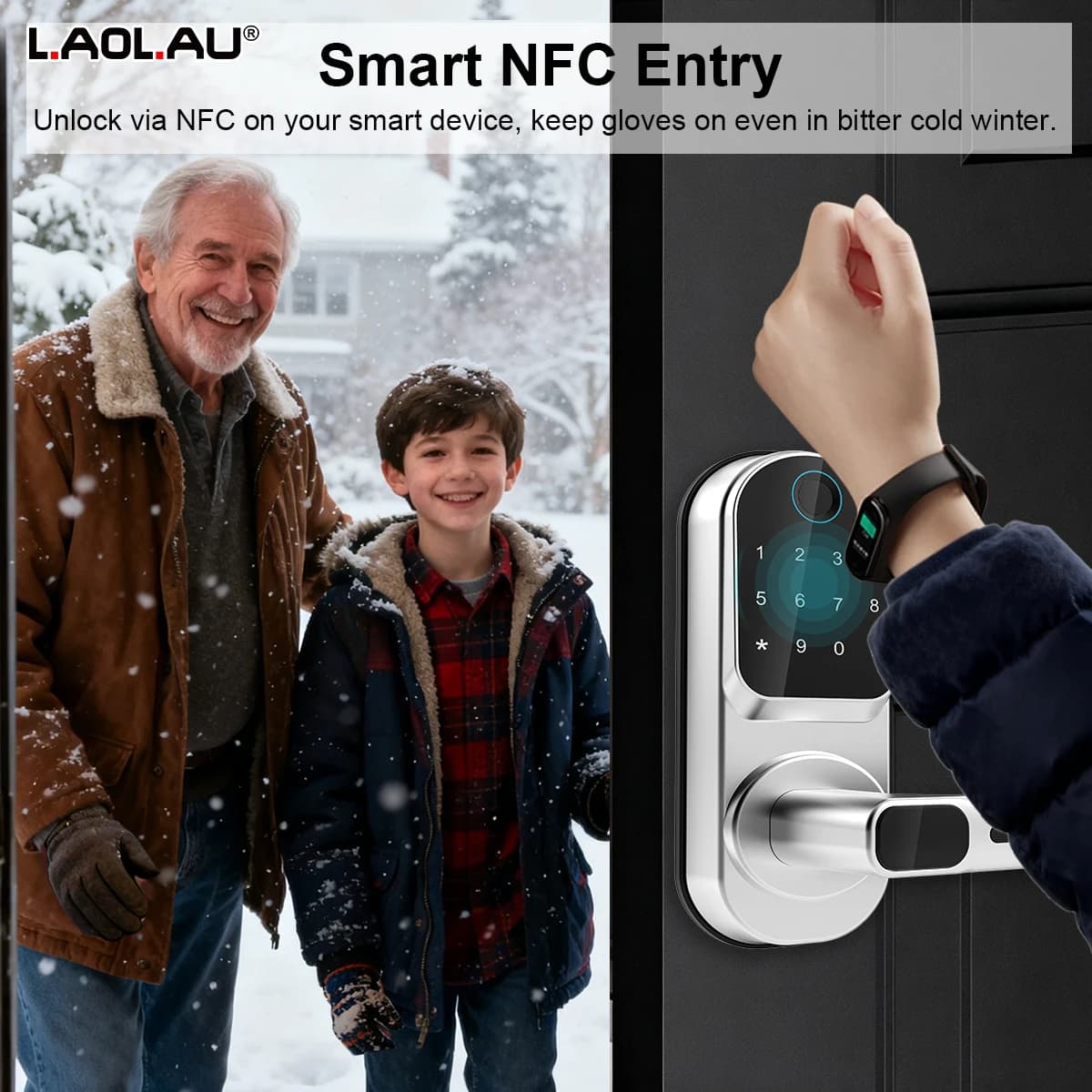 APP per serratura intelligente WiFi/impronta digitale biometrica/NFC/password/tastiere/sblocco chiave/serratura elettronica con caricatore di emergenza USB