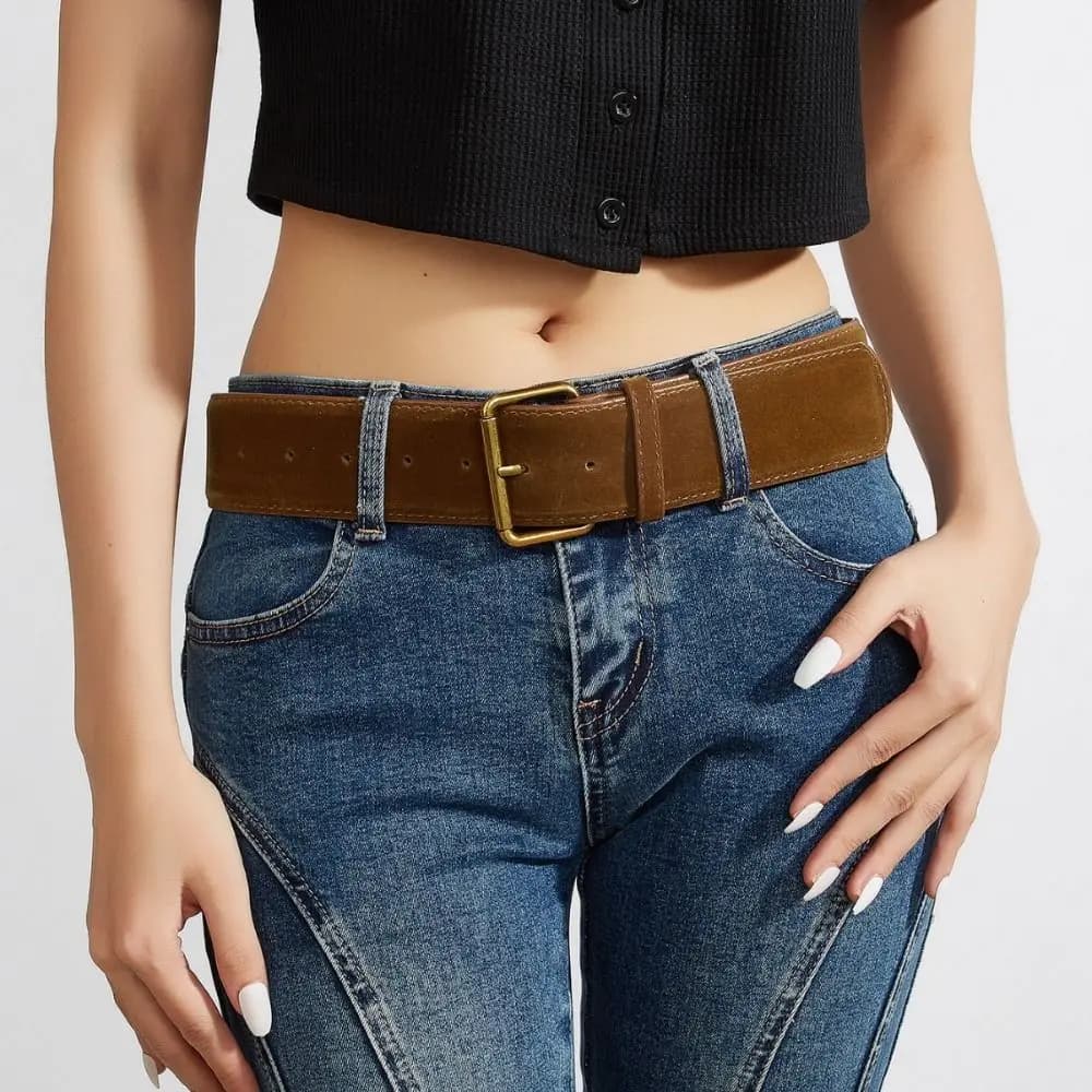 Retro Luxury Design Suede Leather Wide Belt Trendy Casual Business Waist Strap Versatile Trouser Dress Belts Gifts