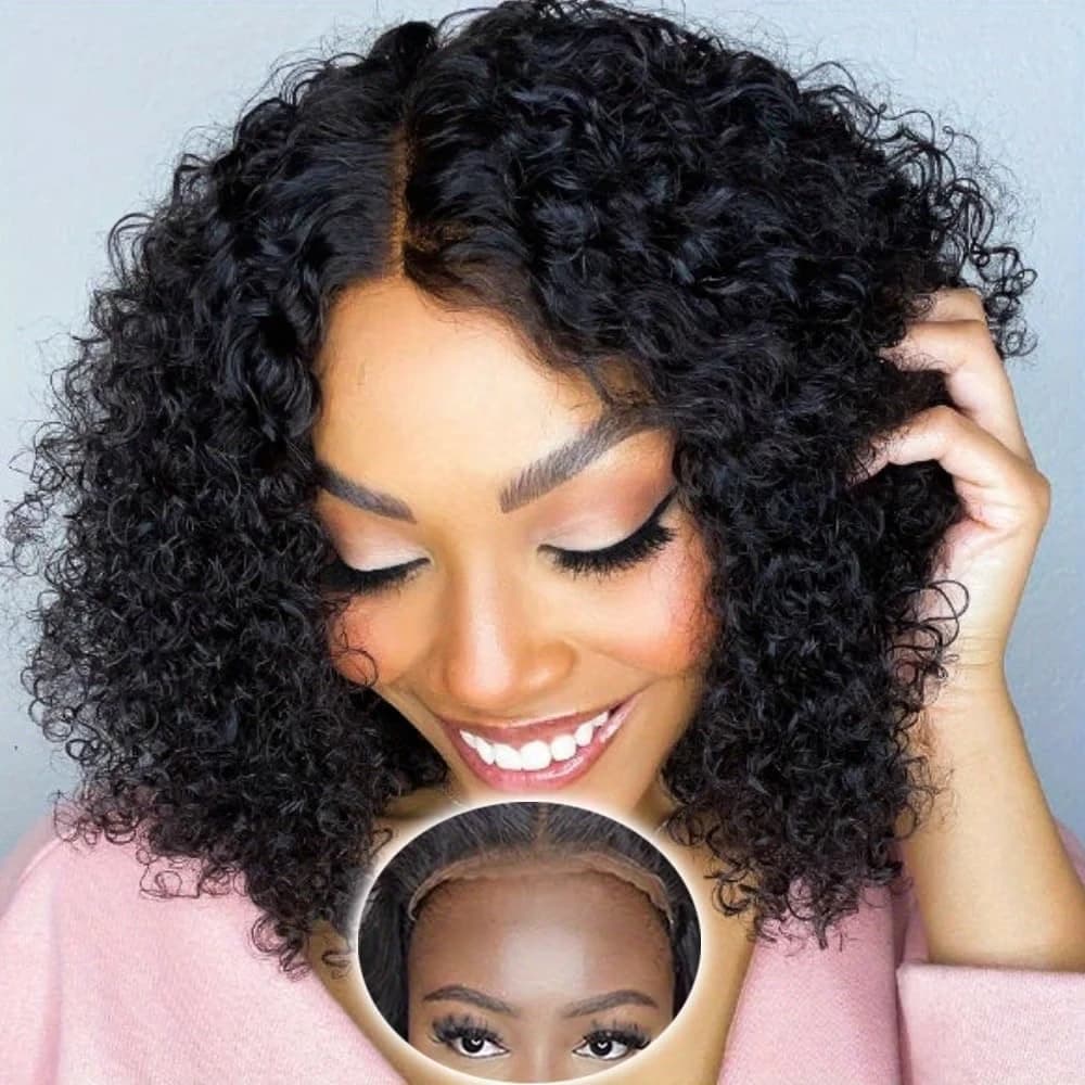 250 Density Water Deep Wave Human Hair Wigs Wear Go Glueless Bob Wigs Human Hair Brazilian 13X6 Short Curly Pre Cut Pre Plucked