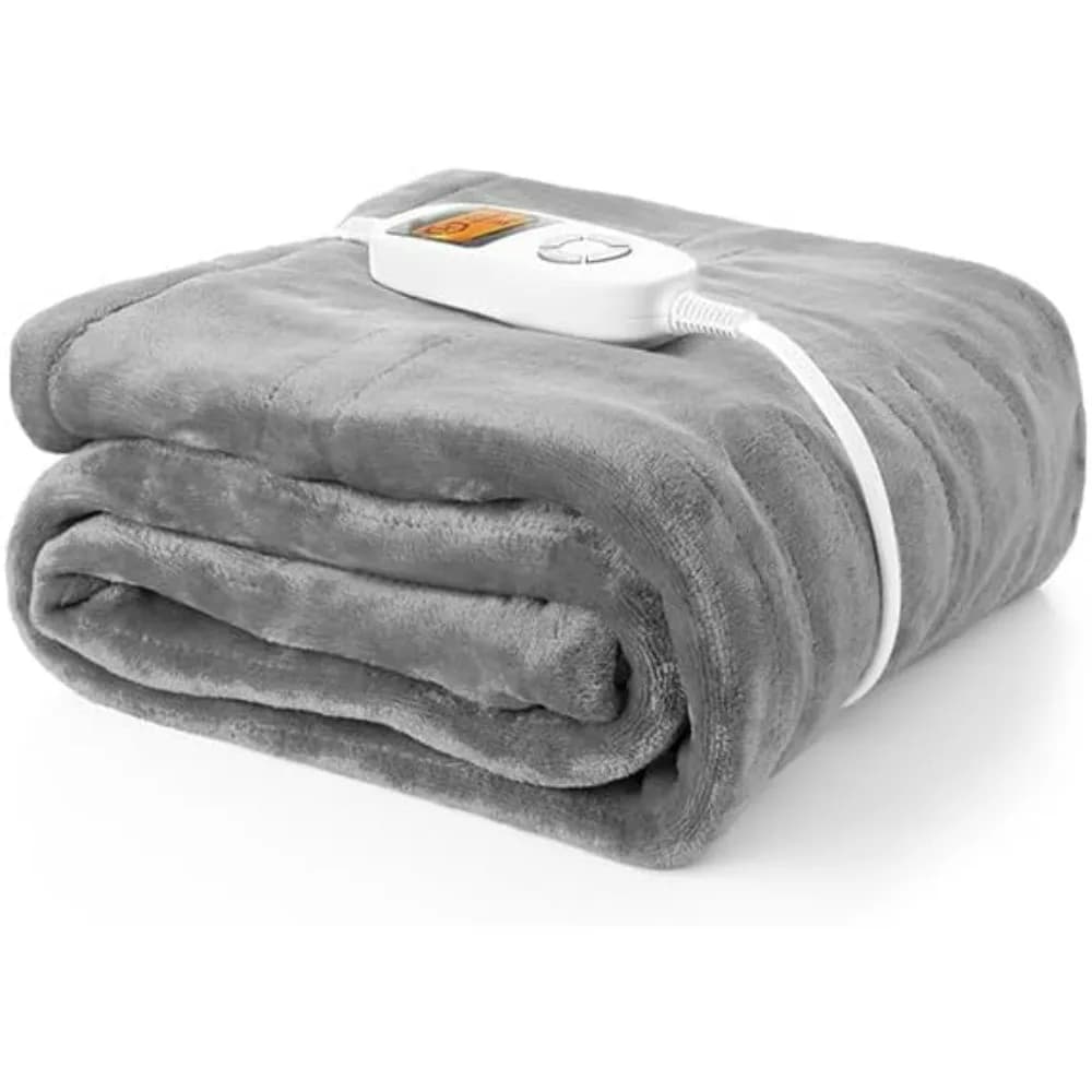 Coperta riscaldata elettrica Coperta riscaldata 60" x 50" Coperta riscaldamento rapido in morbida flanella con 10 livelli di riscaldamento Timer da 1-12 ore