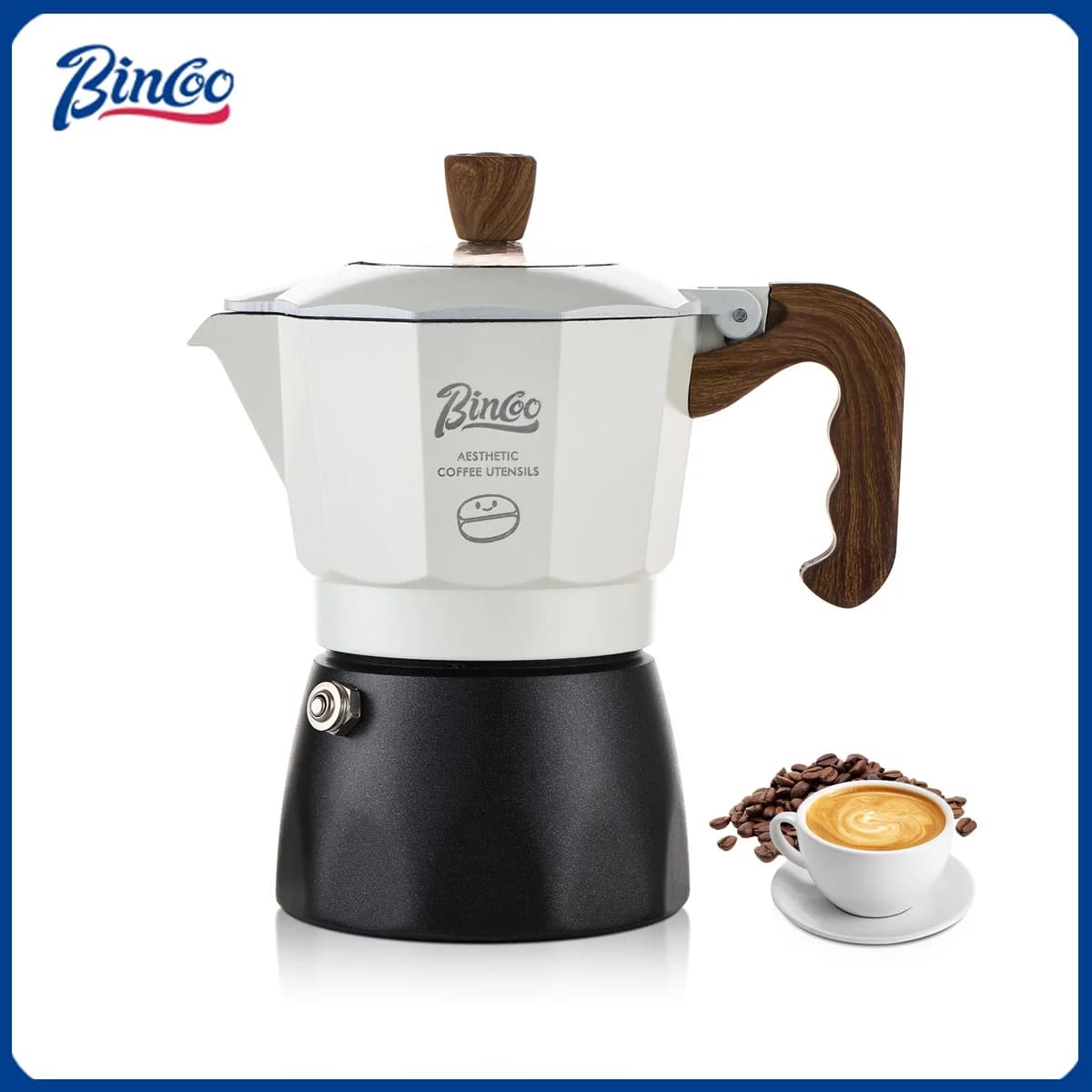 Bincoo Dual Valve Moka Pot Espresso Mocha Pot Cuban Coffee Machine Hand Brewed Coffee Pot Italian Home Outdoor Barista Tools