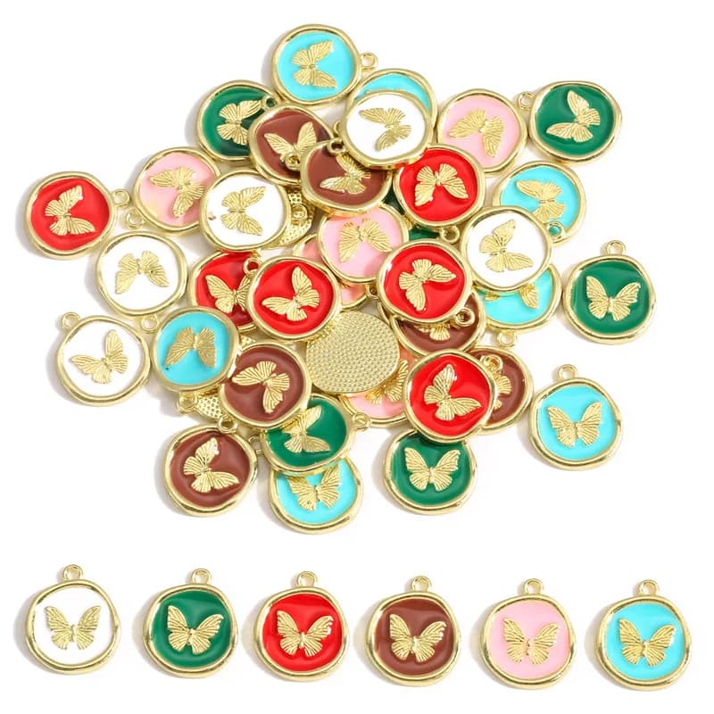 10pcs Colorful Enamel Charms Butterfly Animals Pendants DIY Handmade Jewelry Findings for Necklace Keychains