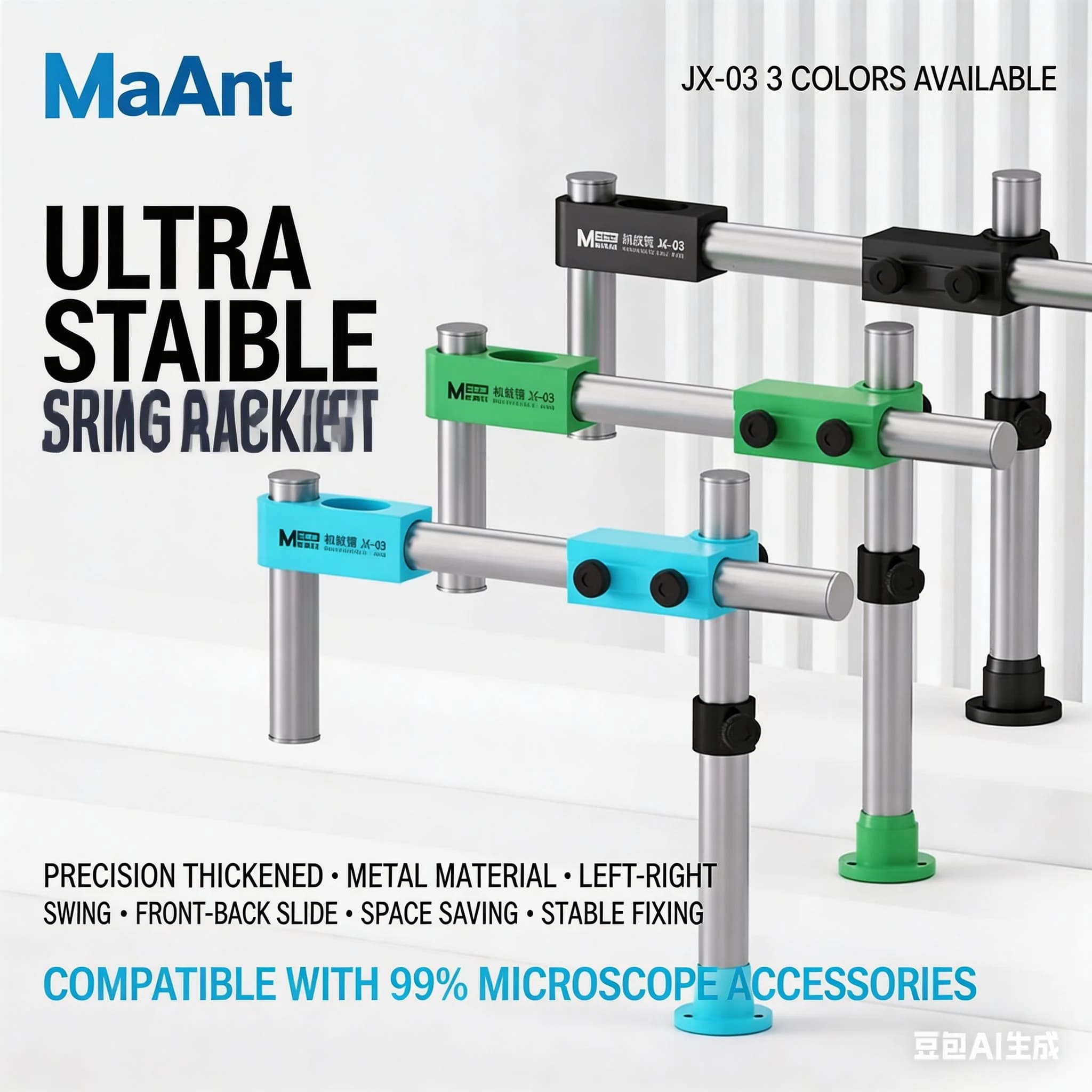 Braccio per microscopio ManAnt Staffa rotante a 360 gradi Braccio oscillante meccanico Materiale metallico super duro spesso e resistente