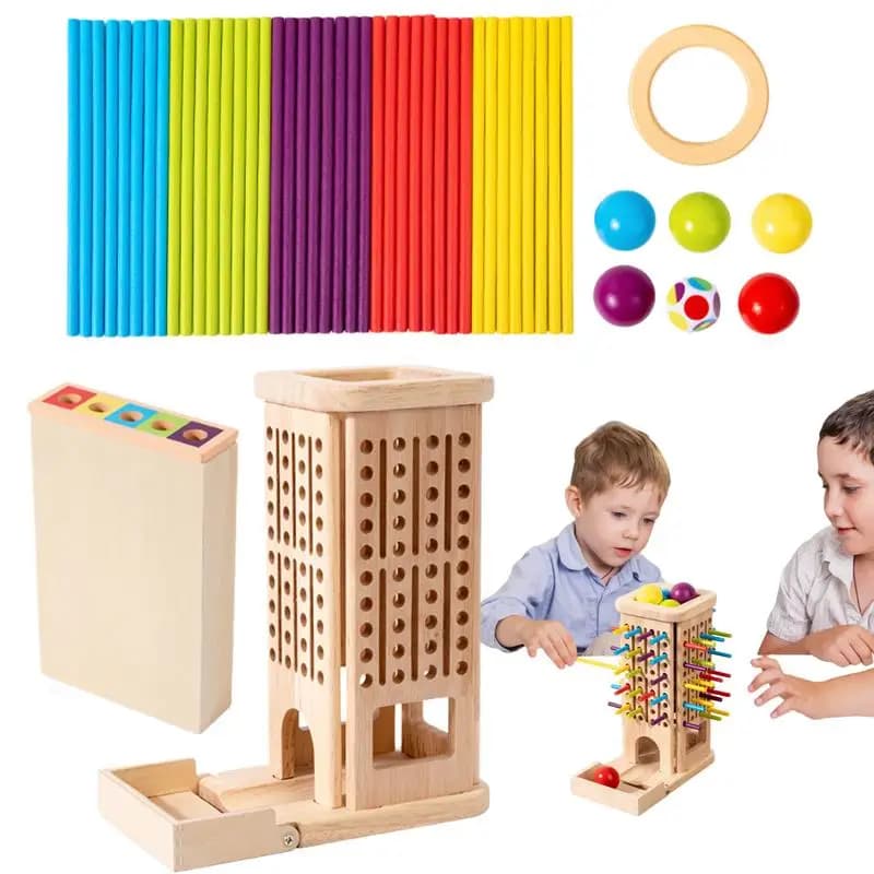 Bastoncini Gioco impilabile Bastoncini di legno Giochi classici a torre Sviluppo precoce in legno Abilità motorie fini Attività da tavolo educativa per