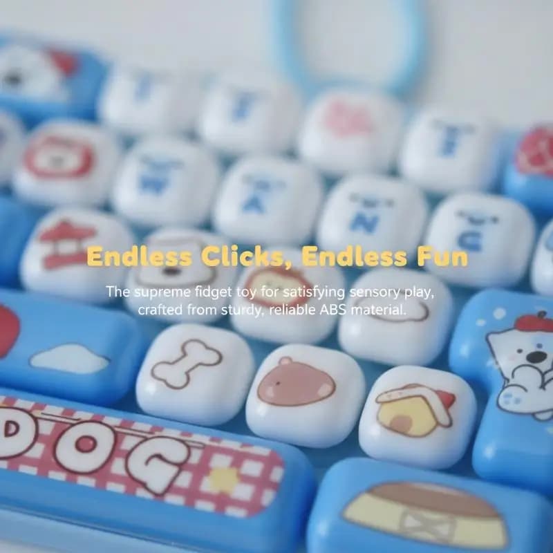 26-Key Keyboard Keychain Finger Clicker Stress Relief Portable Fidget Toy for Autistic Kids Sensory Needs Backpack Charm
