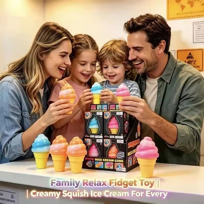 Giocattolo Antistress Morbido a Forma di Cono Gelato, Stile NeeDoh, a Lenta Risalita, per Bambini e Adulti, Regalo Sensoriale
