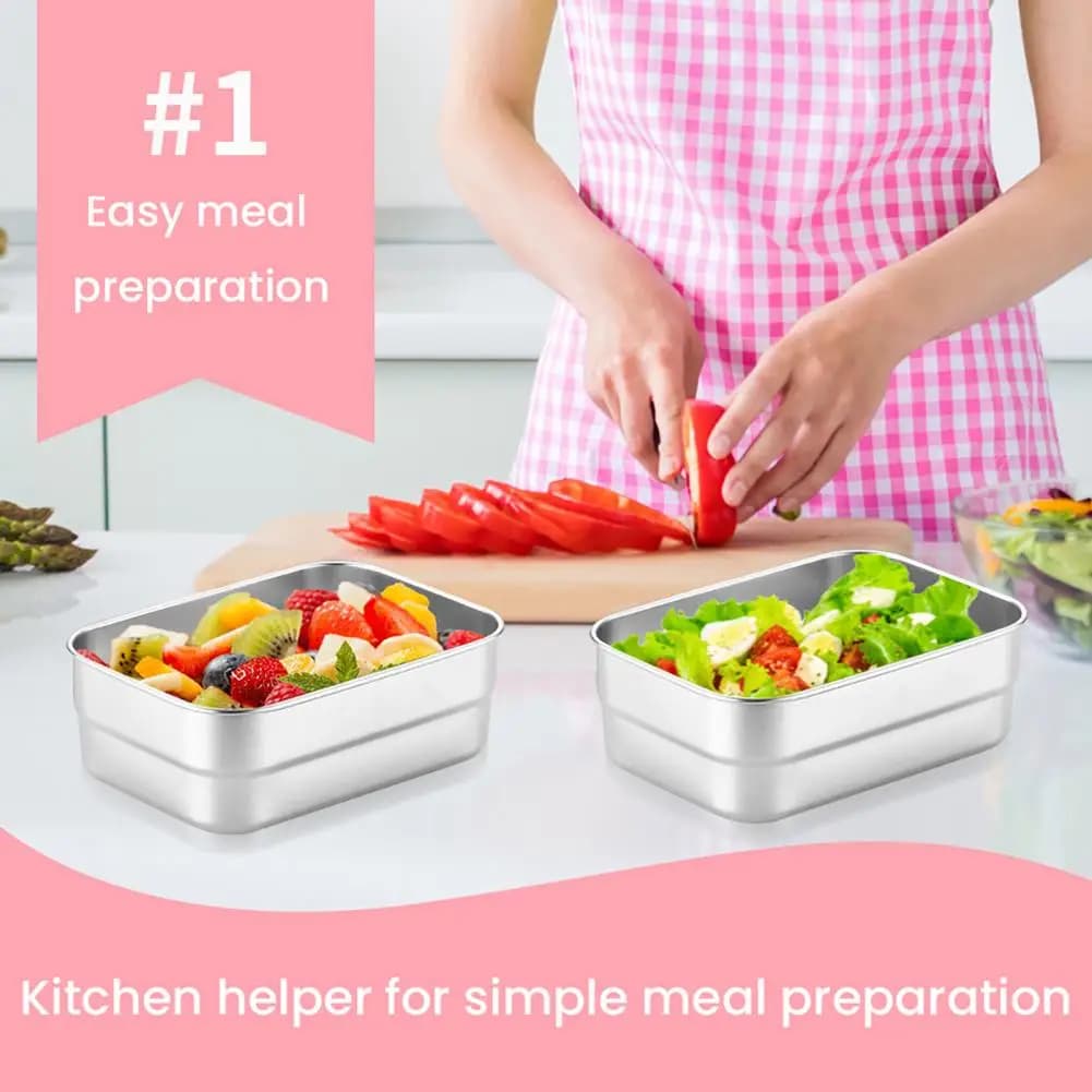 Contenitori impilabili per la preparazione dei pasti Contenitori per alimenti in acciaio inossidabile con coperchi a prova di perdite per cucina per microonde/lavastoviglie