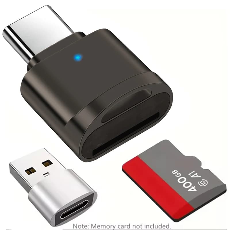Lettore di schede TF Type-C con scocca in lega di zinco, lettore di schede SD con adattatore da USB-C a USB, adatto per laptop, MacBook, Samsung Galaxy