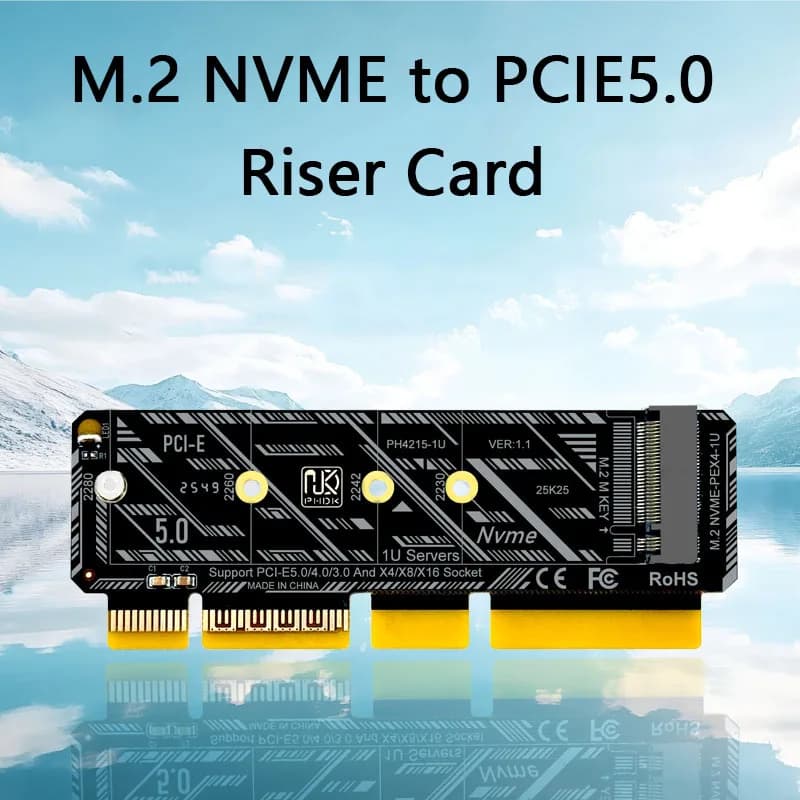 Scheda di espansione PCIE NVME Riser 128Gbps PCIE5.0 X4/X8/X16 a M.2 M Chiave NVME SSD Adattatore Supporta 2230 2242 2260 2280 M.2 NVME SSD