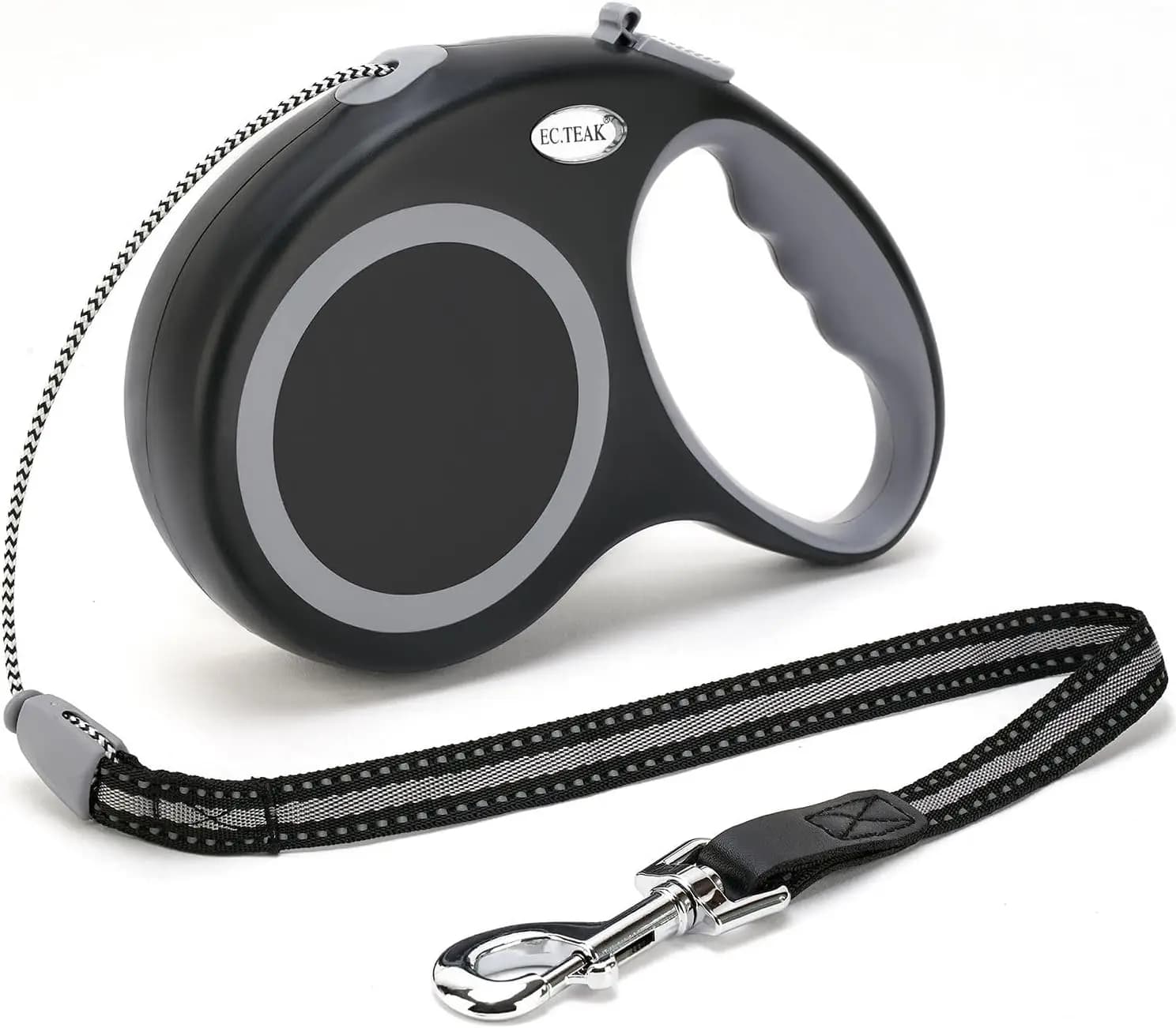 Guinzaglio retrattile per cani da 30 piedi, in nylon resistente per cani di taglia piccola e grande fino a 50 kg, senza grovigli, nero