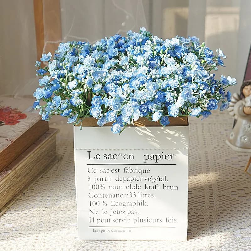 42 Head Plastic Bouquet Artificial Flower Handmade Babysbreath Plant Fake Gypsophila Floral Organize for Home Wedding Table Decoration