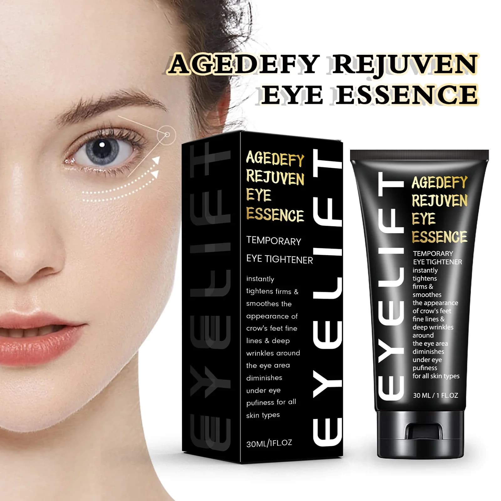 Instant cream for firm eyes reduces thin lines and eyelets around the eyes lifting the skin removes the eye bags rejuvenate the essence of the eyes