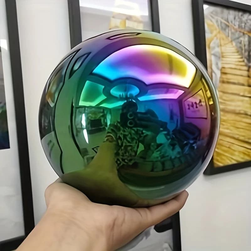 1 Pezzo Sfera di Cristallo Naturale in Ossidiana Aura Arcobaleno - Estetica Cyberpunk, Decorazioni per Halloween/Natale