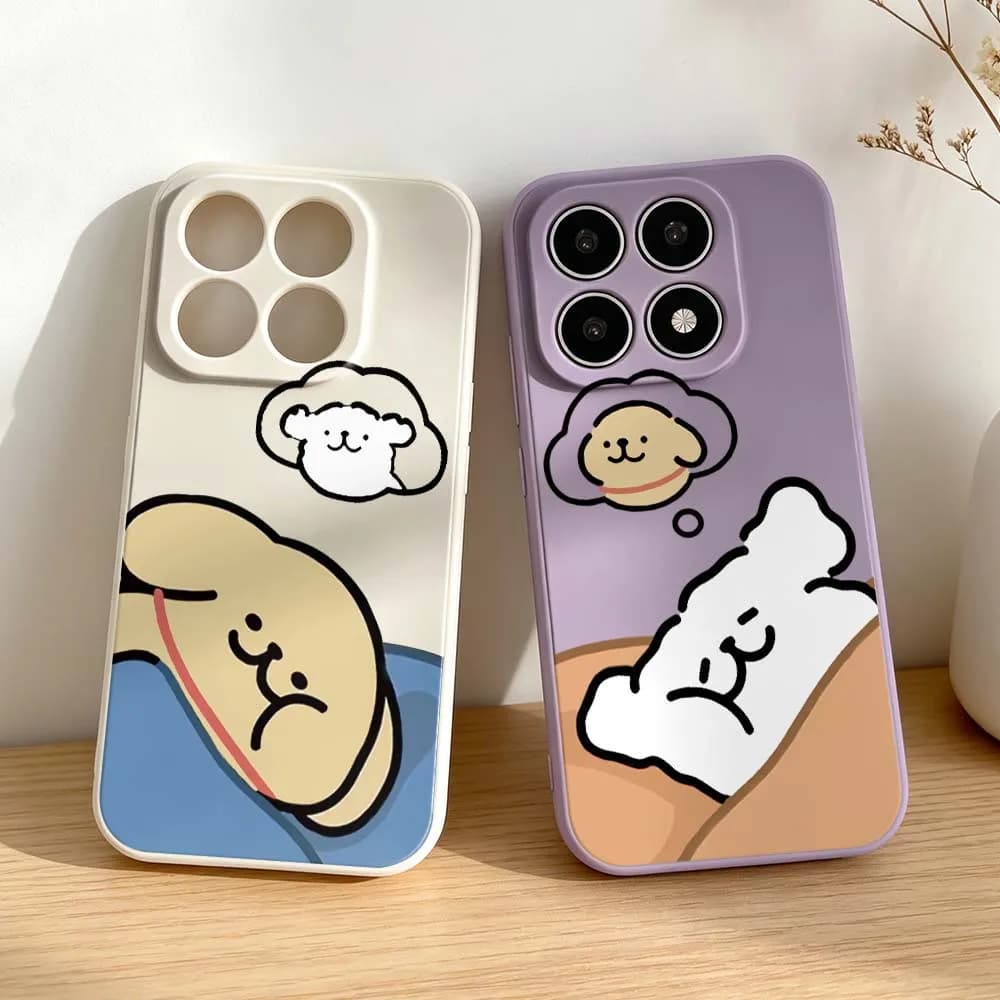 Cartoon Dog Dreaming Pillow Cover For Xiaomi Mi 17 15T 15S 14T Note 10 9 9T 8 6 CC9 SE Pro Max Lite Soft Phone case