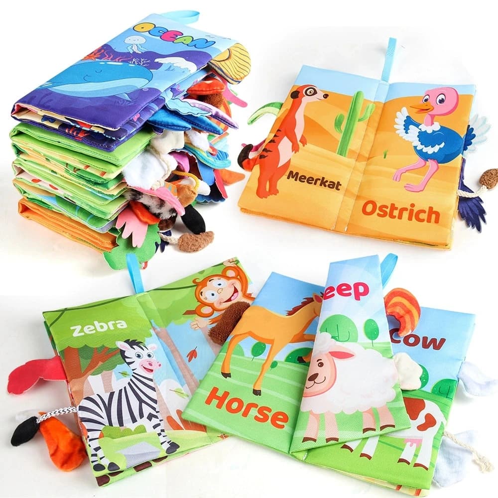 Vendita calda 0-36 mesi bambino apprendimento precoce educare giocattolo coda libro di stoffa genitore-figlio interattivo suono carta puzzle libro di stoffa sonaglio