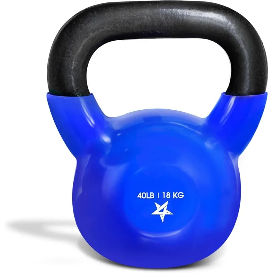 Kettlebell, Kettlebell for strength training in cast iron covered in 40 pounds vinyl for gym exercises at home, fitness, full body training equipment
