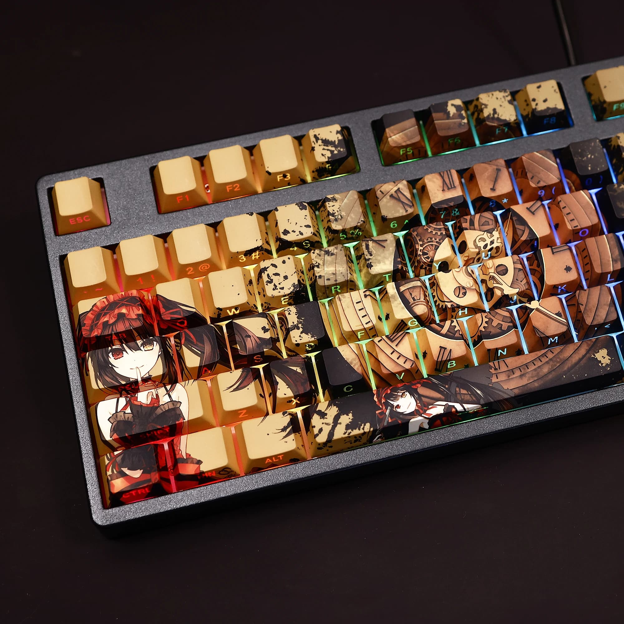 108 tasti/set Tokisaki Kurumi Anime Gioco Cute Girl PBT Copritasti Cherry Profilo per MX Switch Tastiera meccanica FAI DA TE Personalizzato