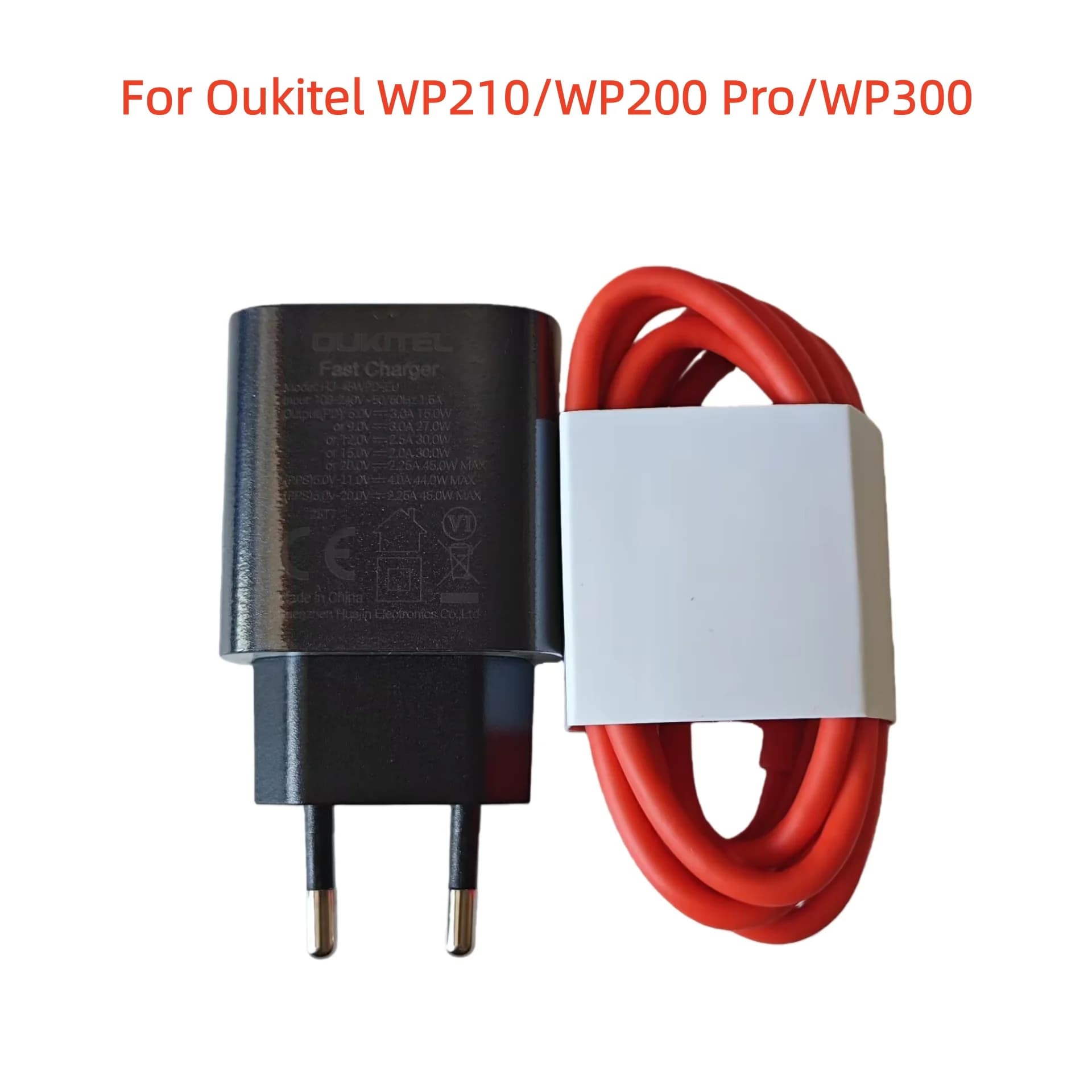 New Original For Oukitel WP210 WP200 Pro WP300 Cell Phone EU Charger Travel Adapter Plug+Dual Type-C USB Data Line Cable Wire