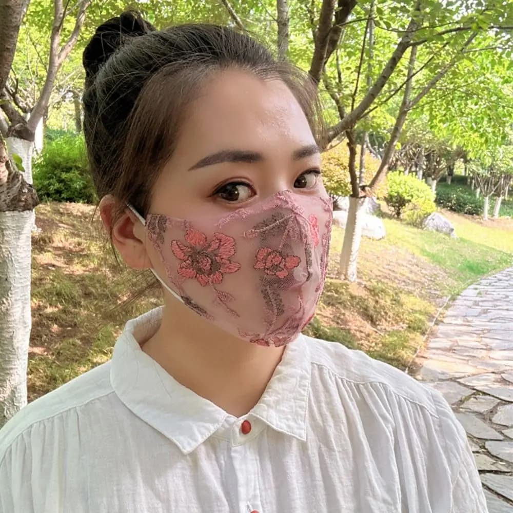 Face Veil Lace Mask Face Cover Scarf Breathable Riding Face Mask UV Protection Dustproof Exquisite Sunshade Mask