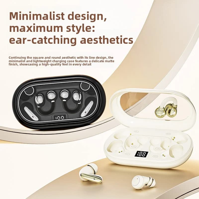 2026 New One-to-Three Sleep In-Ear Wireless Bluetooth Earphones, Sports Style, Clip-On, Digital Display, Long Battery Life