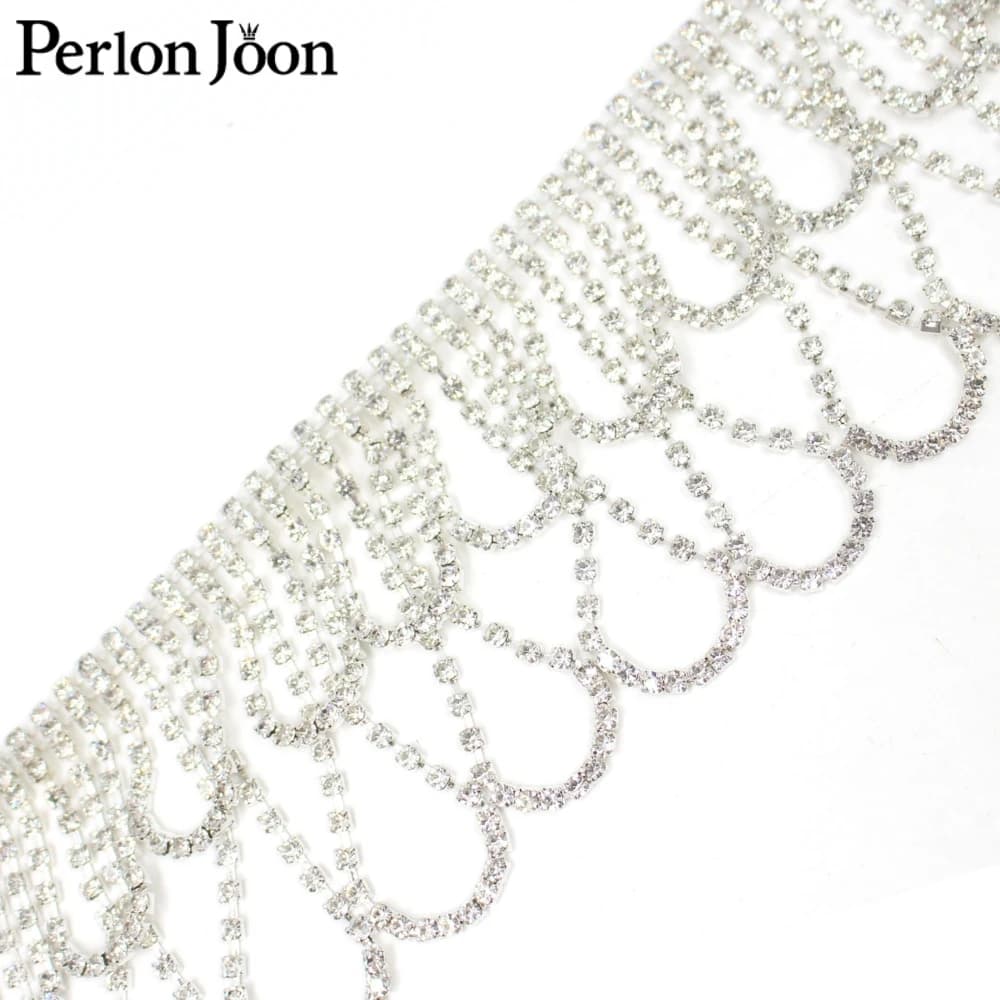 1 metro nappa onda rotonda cristallo strass nastro catena di metallo per cucire scollatura abito da sposa borsa decorazione fai da te ML003