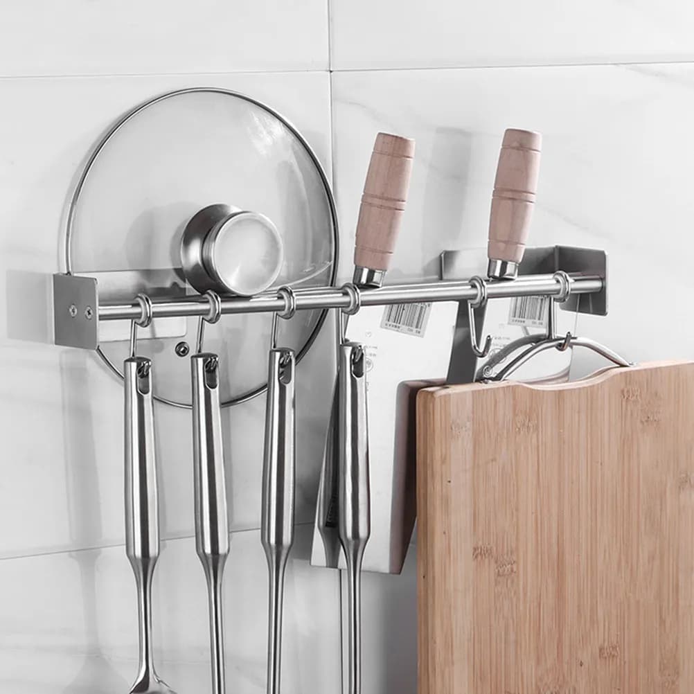 Double Bar Stainless Steel Rack Wall Mounted Kitchen Holder Rack Waterproof Rustproof Hanging Storage for Bath Towels Kitchen