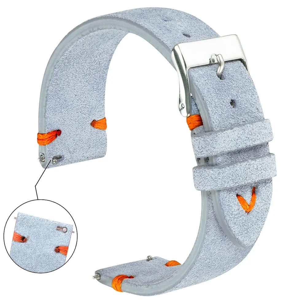Cinturini per orologi in pelle scamosciata 18mm 20mm Cinturini per orologi in pelle scamosciata beige verde blu cuciti a mano per uomo donna Bracciale per orologio a sgancio rapido