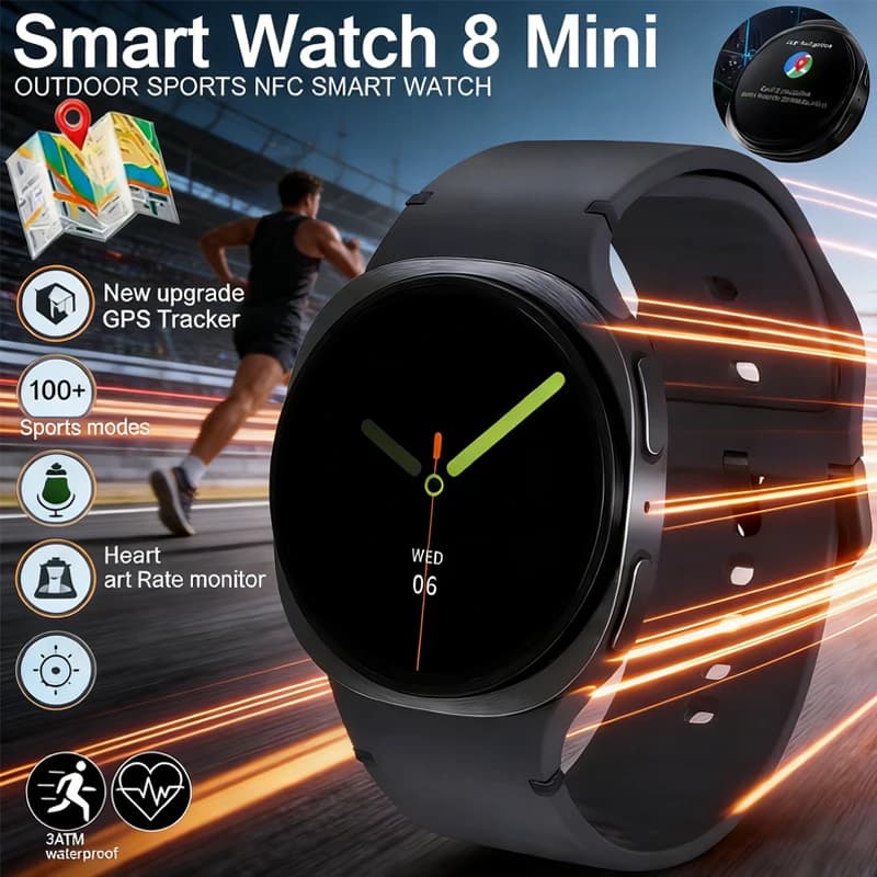 New Smartwatch Mini 8 for Men, Health Monitoring, Wireless Calls, Fitness Trackers, Pass Counters, Elegant Gift for Party