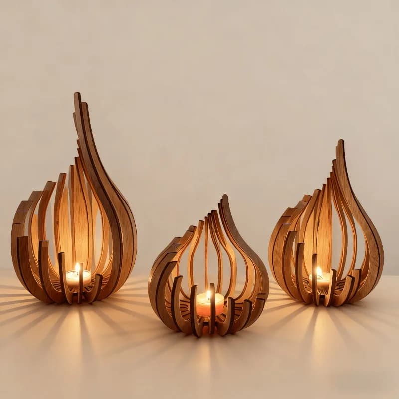 1pcs Artwork Wooden DIY Handmade Candle Holder Decorative Arrangement Ornament Creative Candlestick for Home Event Decoration