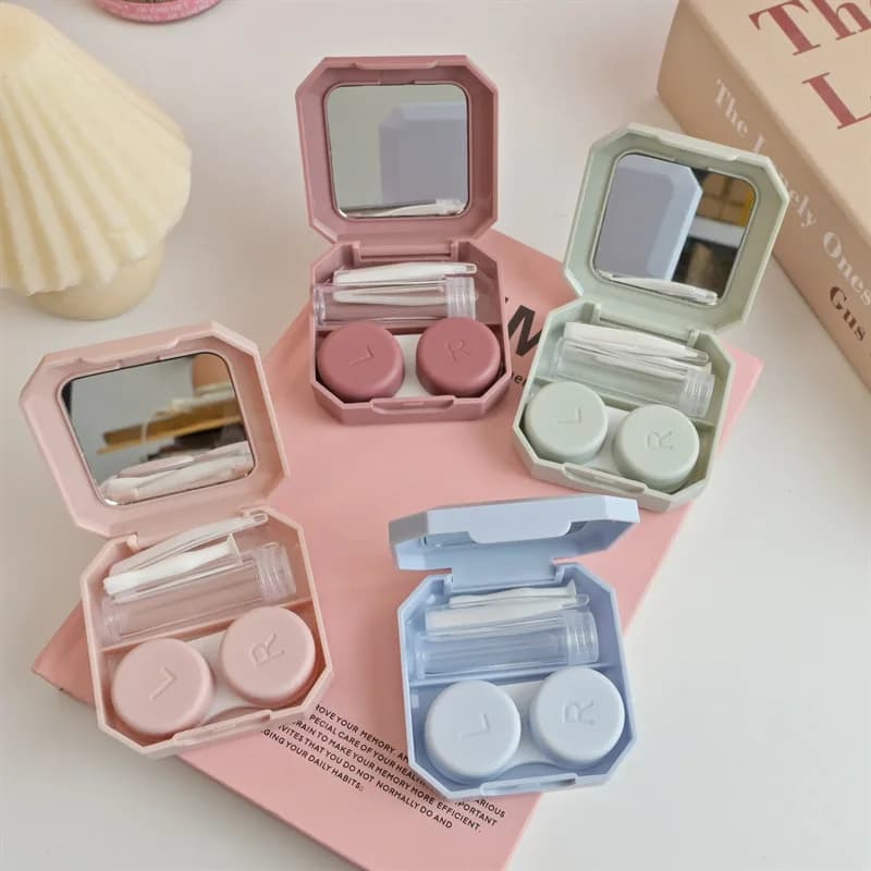 Kit da viaggio per lenti a contatto da 1 pezzo con detergente per rondelle Scatola di contatti portatile con pinzette per specchio Strumento di rimozione Soluzione Bottiglia per tutti i giorni
