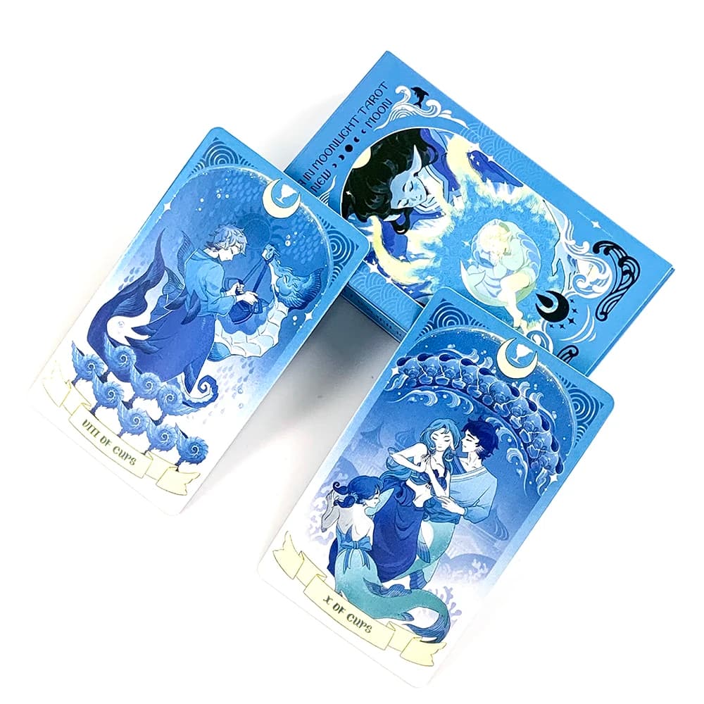 Sea in Moonlight Tarot Deck 78 Cards English Version Divination Cards Game for Spiritual Fortune Telling Board Game Collectors