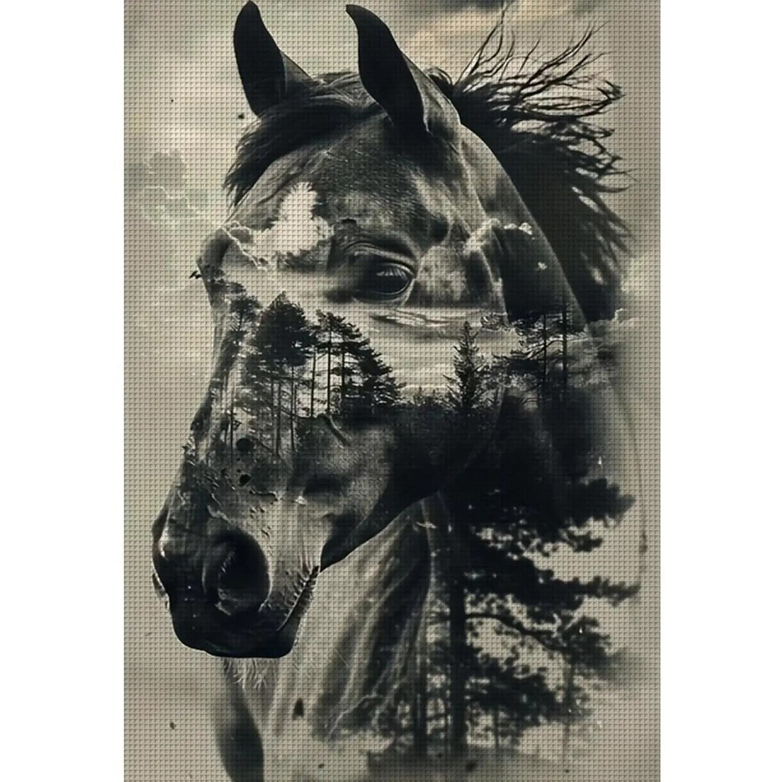 Kit punto croce stampato cavallo 40x60 cm Set artigianale per ricamo fai da te 11CT Decorazioni per la casa