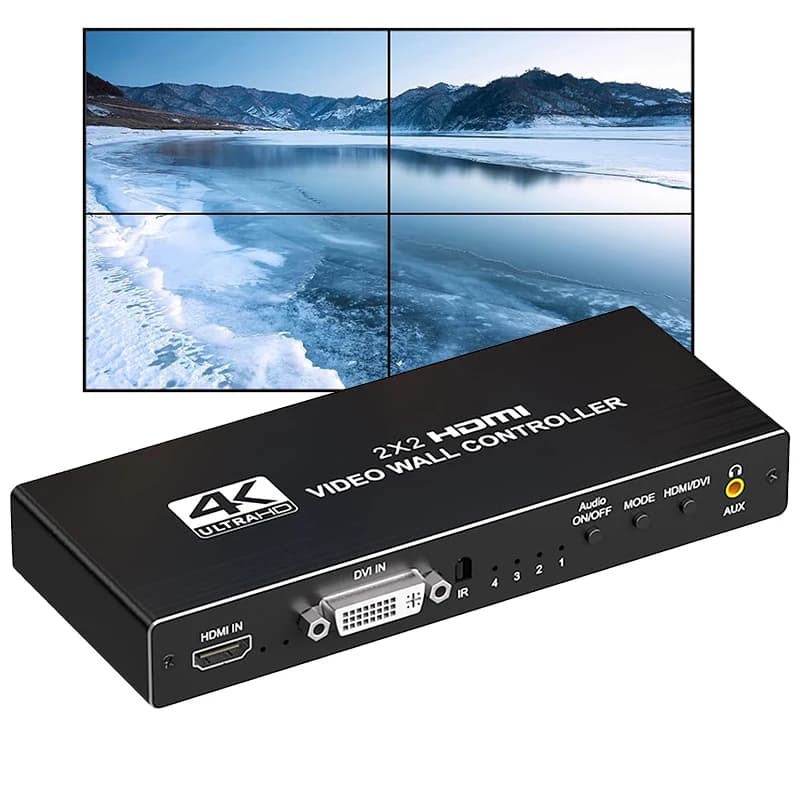 Controller per parete video HD 2x2 4K 1080P Processore per parete video DVI 1X2 1X4 1X3 2X1 3x1 4X1 Giuntatrice per processore multi schermo video