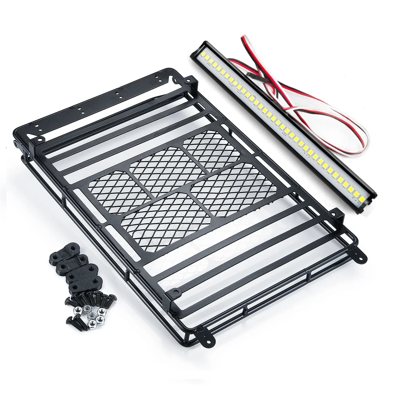 1/10 Scale RC Crawler Roof Rack, Universal Luggage Carrier for RC Trail Truck, No Light Roof Cargo Basket for 1/10 RC Car