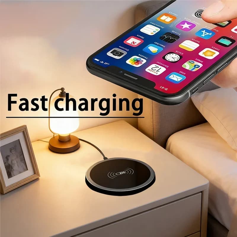 Caricatore Wireless Veloce da Scrivania Nascosto per iPhone 17 16 Samsung Huawei Xiaomi Oppo