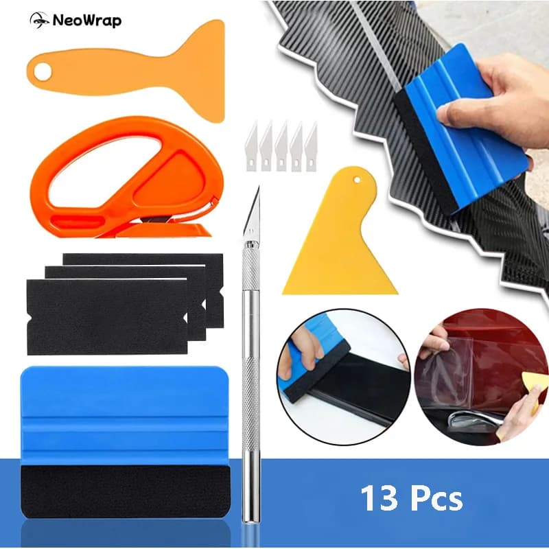 13Pcs/set Car Film Wrap Tool Kit Vinyl Spatula Vinyl Scraper Cutter for Vehicle Window Tint Car Accessories Wrapping Tools
