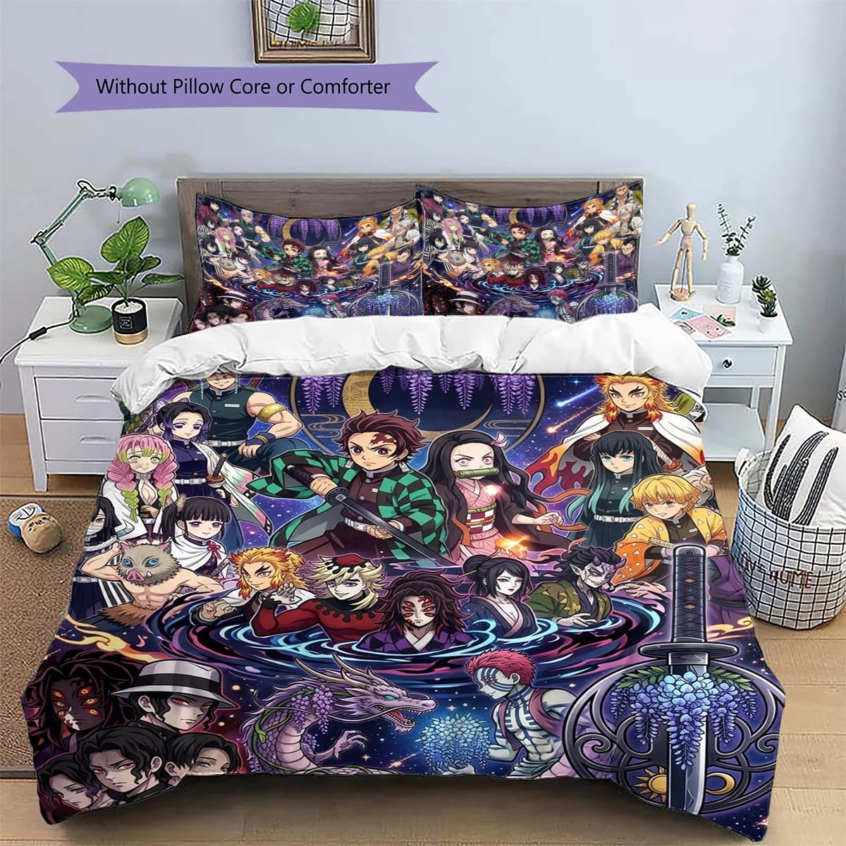 Demon Slayer Tanjiro Patterned Pillowcase & Duvet Cover Set Anime Art Bedding Bedroom Home Ornament Great Fan Gift.-TING