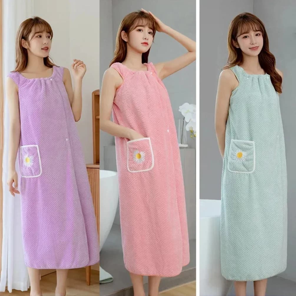 Bathroom towel for house Woman Wearable Wrap Adults Water absorber Polyester Dry hair skirt Long style bath washable Bathrobe