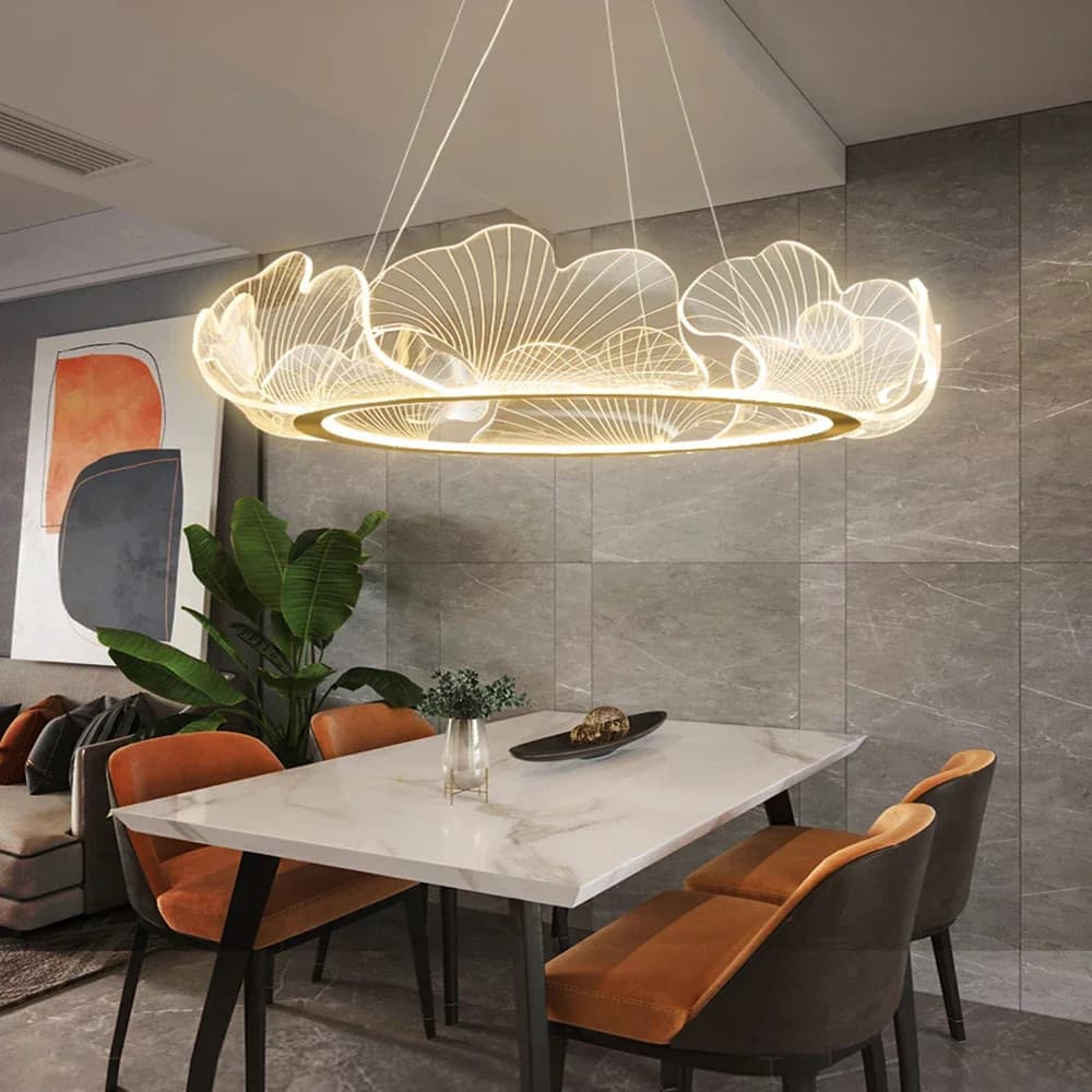Lampadari moderni a soffitto con anello a foglia di loto a LED per soggiorno, sala da pranzo, lampada a sospensione, decorazioni per la casa, lampade a sospensione