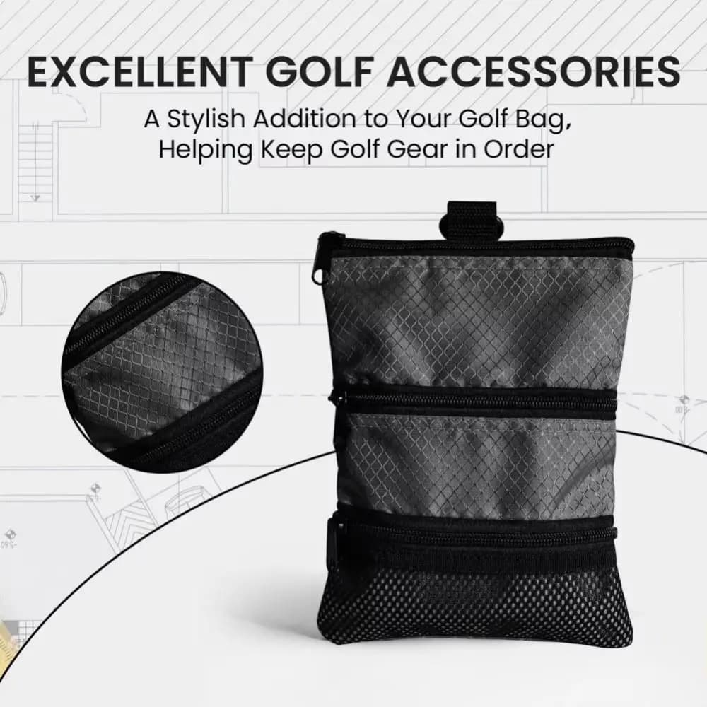 Accessories Carrier Waterproof Golf Ball Bag Three Layer Portable Golf Accessory Bag Durable Zippered Golf Pouch Golf Training