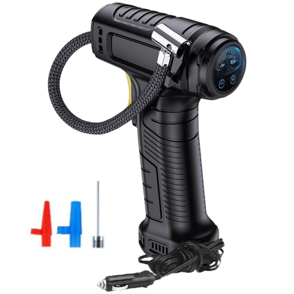 Gonfiatore portatile USB wireless per pompa d'aria per auto con display digitale 12V con accessori per auto a LED