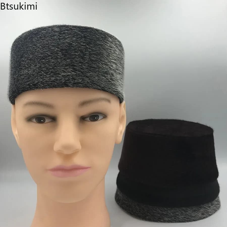 Cappelli musulmani Berretti rigidi da uomo Cappelli di preghiera Eid Party Elegante saudita Dubai Turbante Stile etnico Inverno Tenere al caldo Cappello del nonno
