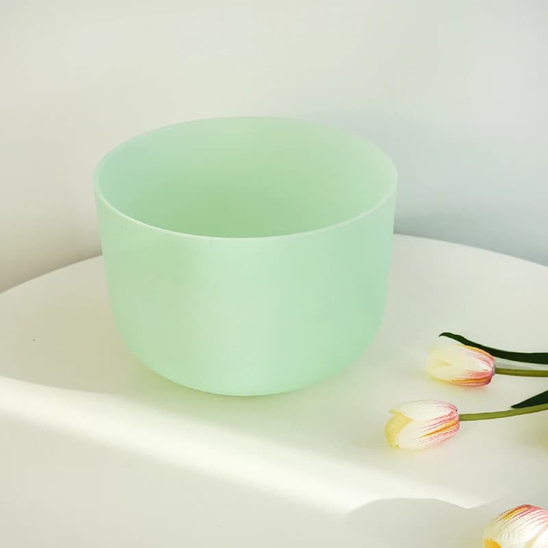 Hye-eun Green 14 inch F3 Note Heart Chakra Frosted Quartz Crystal Singing Bowl For Meditation Yoga Sound Healing