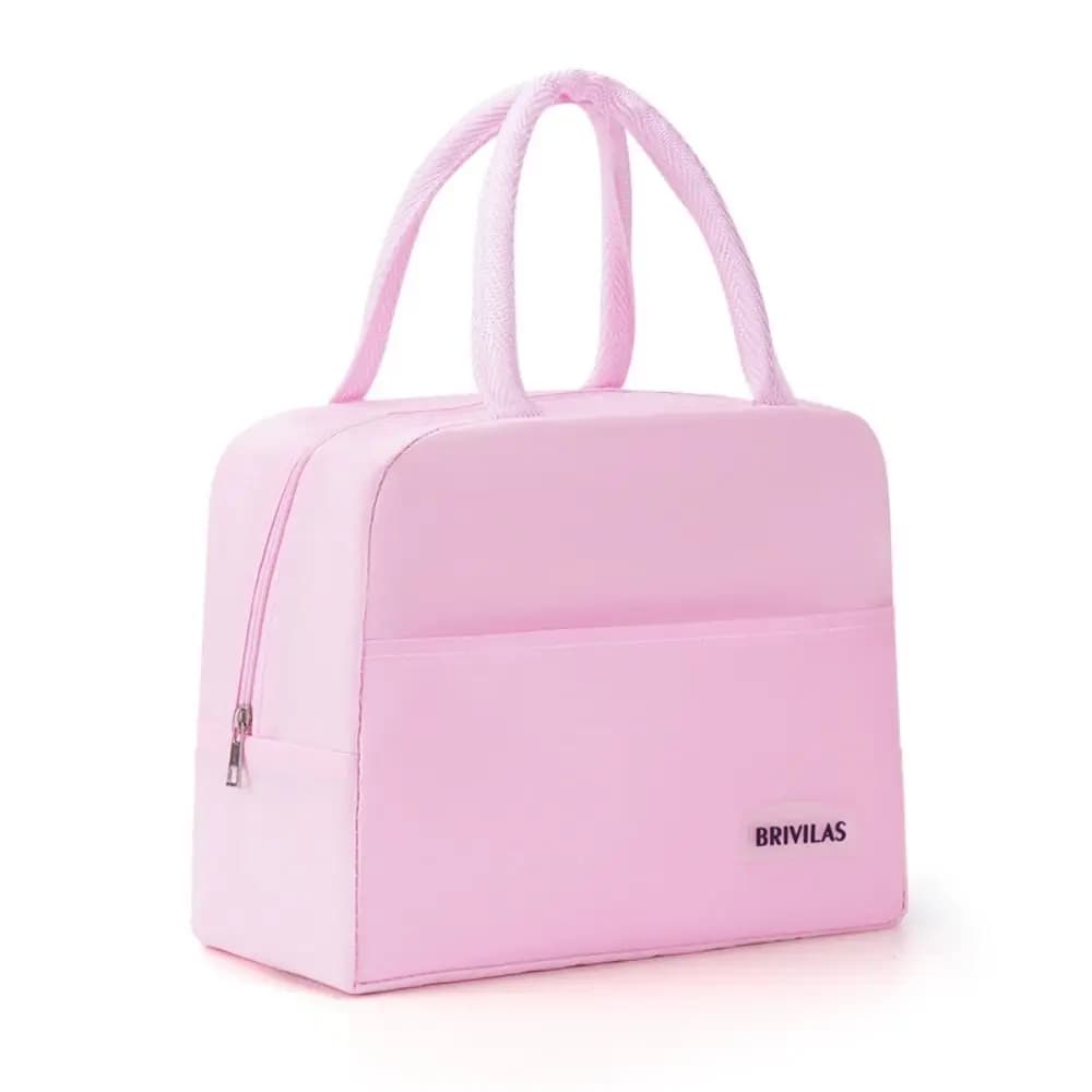 Solid Color Canvas Handbag Simple Reusable Large-capacity Lunch Bags Picnic Breakfast Bag Fresh Ice Packs Office Worker