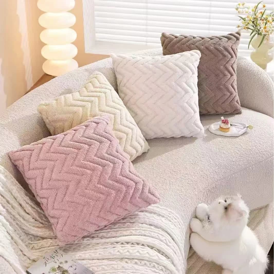 2 fodere per cuscini in peluche artificiale con motivo a onde, adatte a varie occasioni come biancheria da letto e decorazioni per la casa